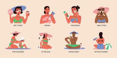 sunblock pictogrammen reeks vector