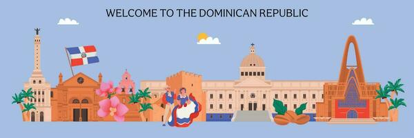 dominicaans republiek horizontaal banier vector