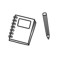 hand- getrokken kinderen tekening tekenfilm vector illustratie notitieboekje en potlood icoon geïsoleerd Aan wit achtergrond