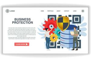 een Mens observeren bedrijf bescherming. website bladzijde bedrijf bescherming. modern vlak ontwerp concept van web bladzijde ontwerp voor website en mobiel website vector