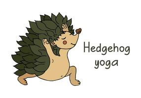 schattig tekenfilm tekening egel is aan het doen yoga. vector illustratie voor kaarten, flyers, uitnodigingen, spandoeken, web ontwerp