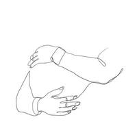 doorlopend lijn tekening persoon met knuffel gebaar illustratie vector