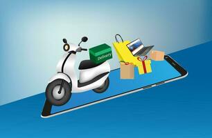 levering motorfiets illustraties zijn gebruikt voor maken reclame materialen over verkoop dingen door de internetten. vector