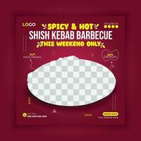 sociaal media post ontwerp sjabloon, nieuw ontwerp, heerlijk kip kabab, heerlijk shish kebab vector