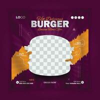 speciaal super heerlijk hamburger menu promo en vandaag heerlijk hamburger menu vector