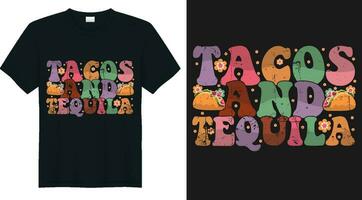 tanco's en tequila t overhemd ontwerp concept vector