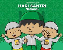 sociaal media post hari santri nasional of Indonesisch nationaal moslim leerling dag met Islamitisch studenten vector