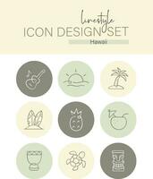 lijnstijl icoon ontwerp reeks Hawaii vector