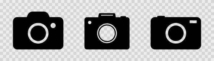 foto camera pictogrammen set. camera symbool in zwart. vector