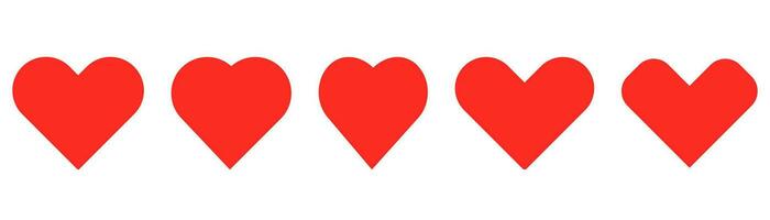 rood hart pictogrammen. liefde symbool. hart vorm verzameling. geïsoleerd romantisch symbool. voorraad vector eps 10