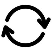 circulaire pijl. omwenteling symbool. vernieuwen pictogram. bezig met laden pijl in zwart. lus pictogram vector