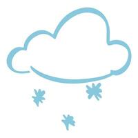 wolk en sneeuw. tekening stijl. hand- getrokken wolk met sneeuw in schetsen. weer symbool vector