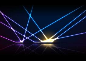 blauw Purper neon laser lijnen technologie modern achtergrond vector