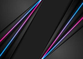 zwart abstract zakelijke achtergrond met neon gloeiend lijnen vector