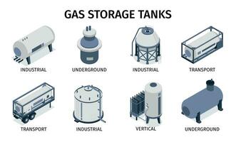 gas- opslagruimte tanks reeks vector