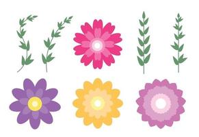 schattige bloemen op witte achtergrond vector