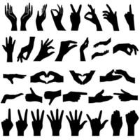 hand- symbool icoon vector set. hand- illustratie teken verzameling. symbool getoond door de hand- teken.