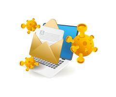 computer e-mail aangevallen door malware virus vector