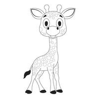 een vector illustratie van een schattig giraffe in zwart en wit kleur