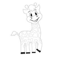 een vector illustratie van een schattig giraffe in zwart en wit kleur