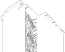 3d illustratie van industrieel gebouw vector