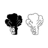 illustratie van broccoli karakter. lijn kunst, silhouet, gemakkelijk en schetsen concept. gebruikt voor mascotte, logo, symbool, teken, afdrukken, tekening boek, of kleur vector