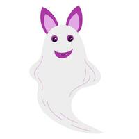 schattig knuppel gekleed net zo een geest. gelukkig halloween sticker. vakantie clip art vector