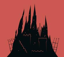 illustratie van een eng donker abstract kasteel. halloween illustratie vector