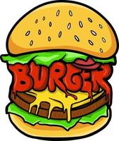 schattige hamburger eten vectorillustratie vector