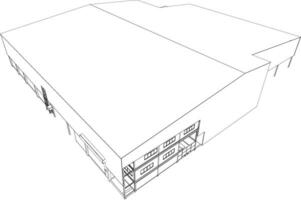 3d illustratie van industrieel gebouw vector