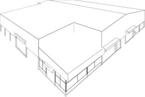 3d illustratie van industrieel gebouw vector