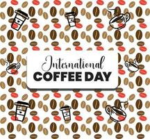 Internationale koffie dag naadloos patroon ontwerp.vier in een set. vector