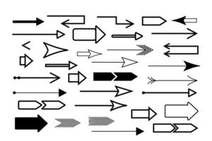 pijlen reeks gemakkelijk hand- getrokken vector illustratie, teken richten verschillend routebeschrijving