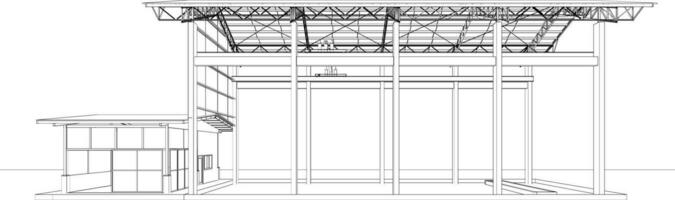 3d illustratie van industrieel gebouw vector