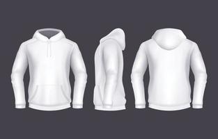 witte hoodie-sjabloon in realistische stijl vector