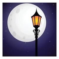 straatlantaarn in de nacht bij volle maan vector