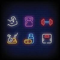 fitness symbool neonreclames stijl tekst vector