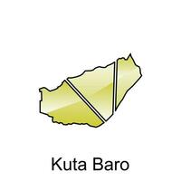 kaart stad van Kuta baro vector ontwerp sjabloon, Indonesië kaart met staten en modern ronde vormen