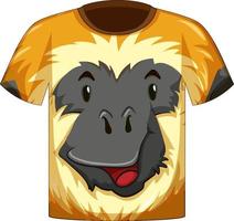 voorkant van t-shirt met gezicht van gibbonpatroon vector