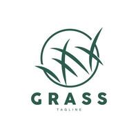 groen gras logo ontwerp, boerderij landschap illustratie, natuurlijk landschap vector