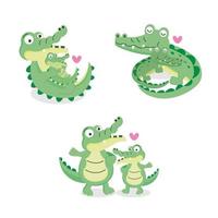 schattige krokodil en baby cartoon. vector