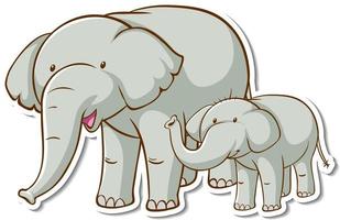 olifant moeder en baby sticker vector