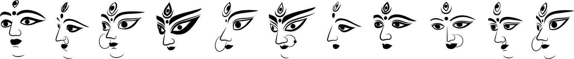 maa durga gezicht illustratie vector