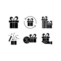 geschenken glyph iconen set vector