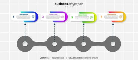 zakelijke infographic sjabloon. dun lijnontwerplabel met pictogram en 4 opties, stappen of processen. vector