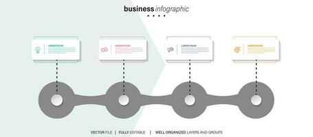tijdlijn infographic ontwerpelement en nummeropties. bedrijfsconcept met 4 stappen. kan worden gebruikt voor workflowlay-out, diagram, jaarverslag, webdesign. vector zakelijke sjabloon voor presentatie.