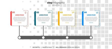 tijdlijn infographic dun lijn ontwerp met pictogrammen. sjabloon voor grafiek, diagram, presentaties. bedrijf concept met 4 opties. vector illustratie.