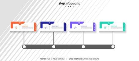 tijdlijn infographic dun lijn ontwerp met pictogrammen. sjabloon voor grafiek, diagram, presentaties. bedrijf concept met 4 opties. vector illustratie.