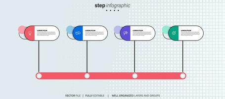 tijdlijn infographic dun lijn ontwerp met pictogrammen. sjabloon voor grafiek, diagram, presentaties. bedrijf concept met 4 opties. vector illustratie.