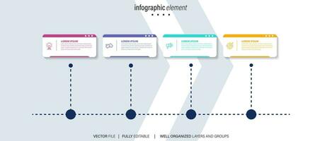 infographic ontwerp sjabloon. tijdlijn concept met 4 stappen vector